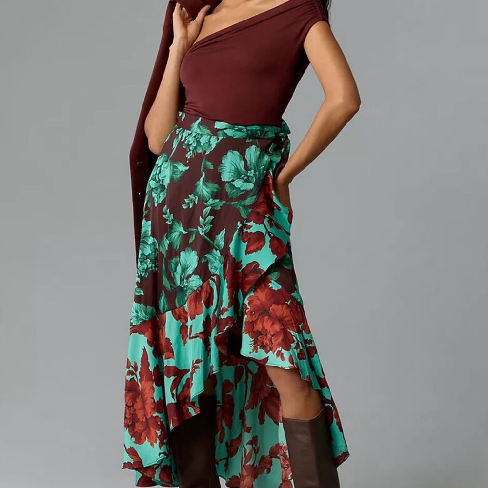 Floral Asymmetrical Skirt with Off-Shoulder Top